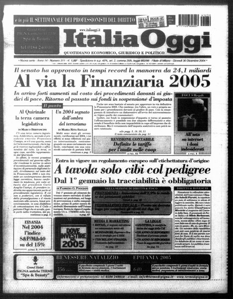 Italia oggi : quotidiano di economia finanza e politica